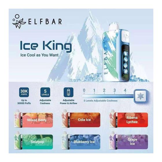 【一次性】正品elfbar爱奇迹ice king冰神 王嘉尔同款 高颜值 可调节凉度功率 40000puffs 当天发货